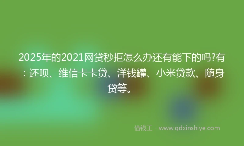 2025年的2021网贷秒拒怎么办还有能下的吗?有：还呗、维信卡卡贷、洋钱罐、小米贷款、随身贷等。