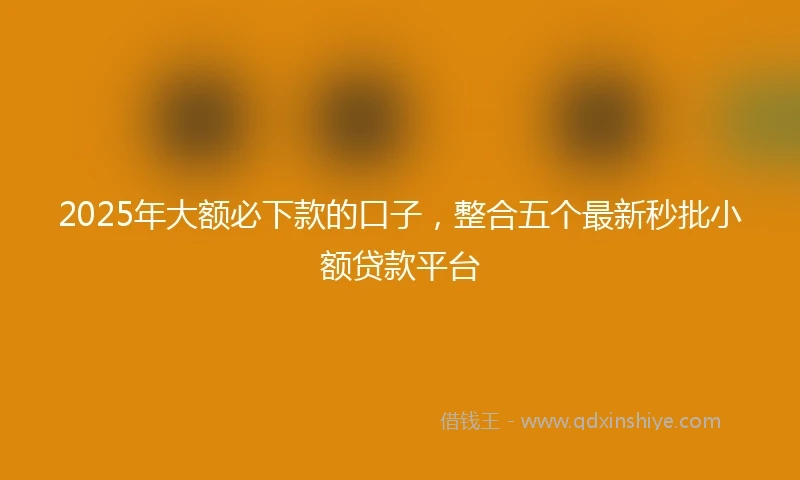 2025年大额必下款的口子，整合五个最新秒批小额贷款平台