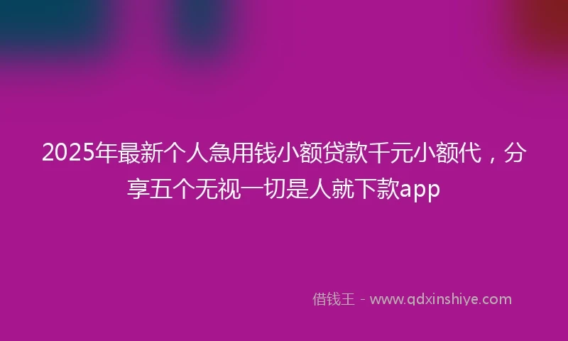 2025年最新个人急用钱小额贷款千元小额代，分享五个无视一切是人就下款app