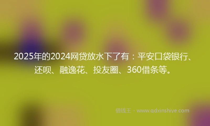 2025年的2024网贷放水下了有：平安口袋银行、还呗、融逸花、投友圈、360借条等。