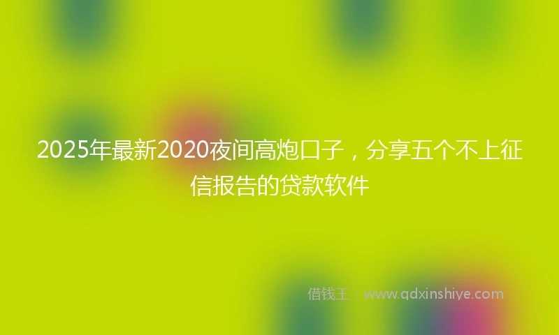 2025年最新2020夜间高炮口子，分享五个不上征信报告的贷款软件