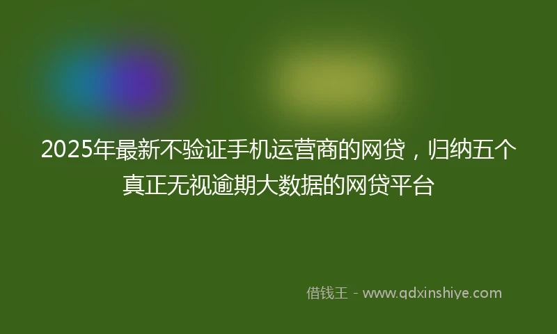 2025年最新不验证手机运营商的网贷，归纳五个真正无视逾期大数据的网贷平台