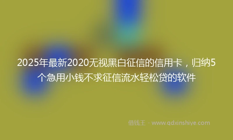 2025年最新2020无视黑白征信的信用卡，归纳5个急用小钱不求征信流水轻松贷的软件