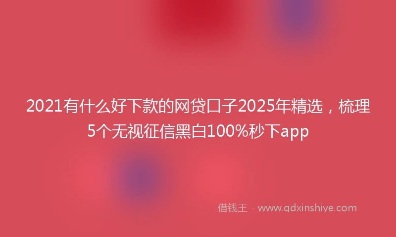 2021有什么好下款的网贷口子2025年精选，梳理5个无视征信黑白100%秒下app