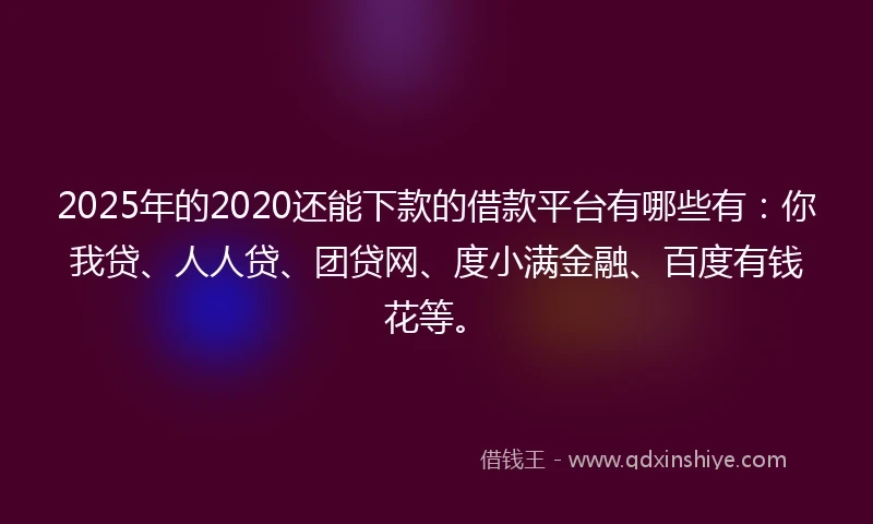 2025年的2020还能下款的借款平台有哪些有：你我贷、人人贷、团贷网、度小满金融、百度有钱花等。