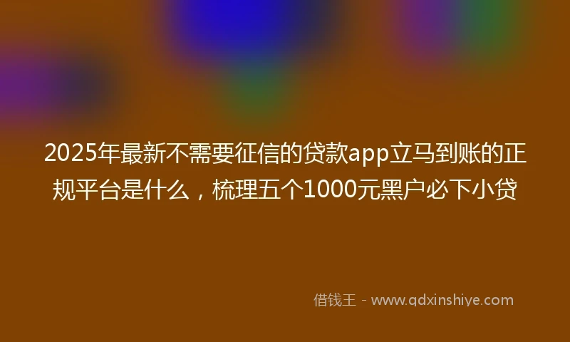 2025年最新不需要征信的贷款app立马到账的正规平台是什么，梳理五个1000元黑户必下小贷