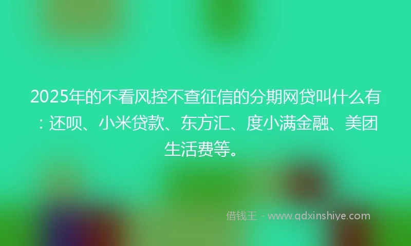 2025年的不看风控不查征信的分期网贷叫什么有：还呗、小米贷款、东方汇、度小满金融、美团生活费等。