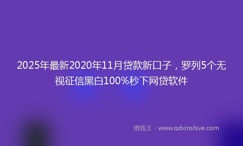 2025年最新2020年11月贷款新口子，罗列5个无视征信黑白100%秒下网贷软件