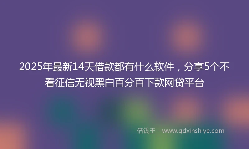 2025年最新14天借款都有什么软件，分享5个不看征信无视黑白百分百下款网贷平台