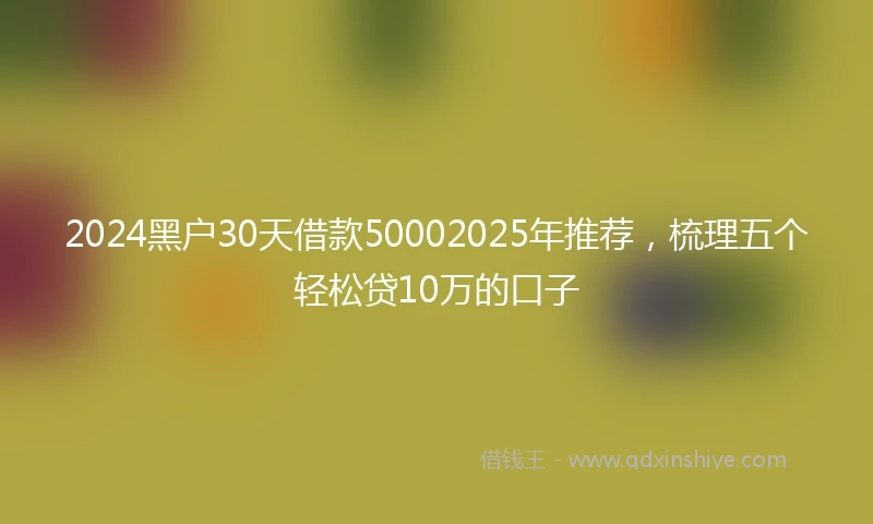 2024黑户30天借款50002025年推荐，梳理五个轻松贷10万的口子