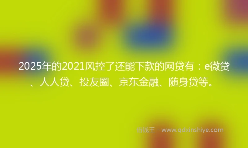 2025年的2021风控了还能下款的网贷有：e微贷、人人贷、投友圈、京东金融、随身贷等。