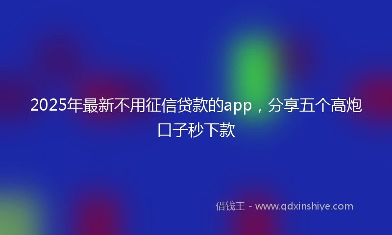 2025年最新不用征信贷款的app，分享五个高炮口子秒下款