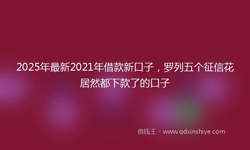 2025年最新2021年借款新口子，罗列五个征信花居然都下款了的口子