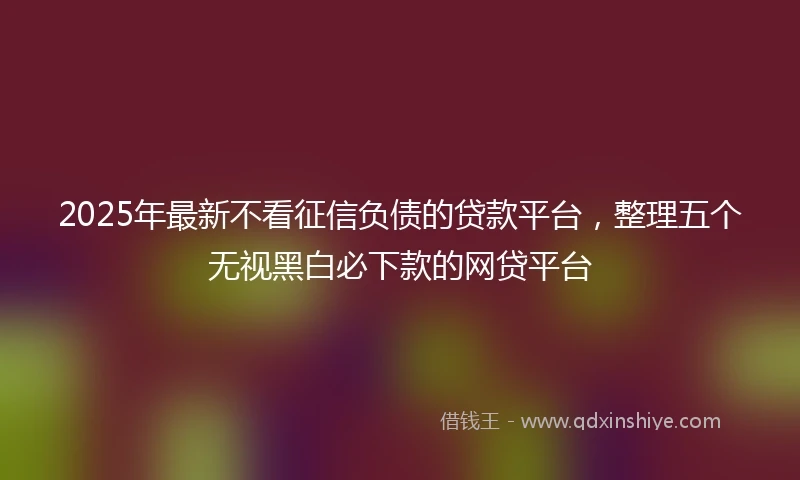 2025年最新不看征信负债的贷款平台，整理五个无视黑白必下款的网贷平台