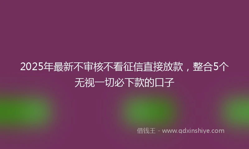 2025年最新不审核不看征信直接放款，整合5个无视一切必下款的口子