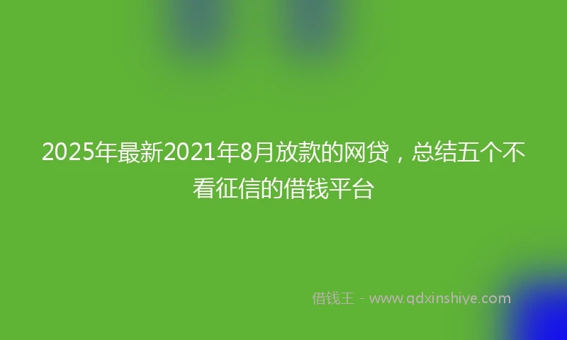 2025年最新2021年8月放款的网贷，总结五个不看征信的借钱平台