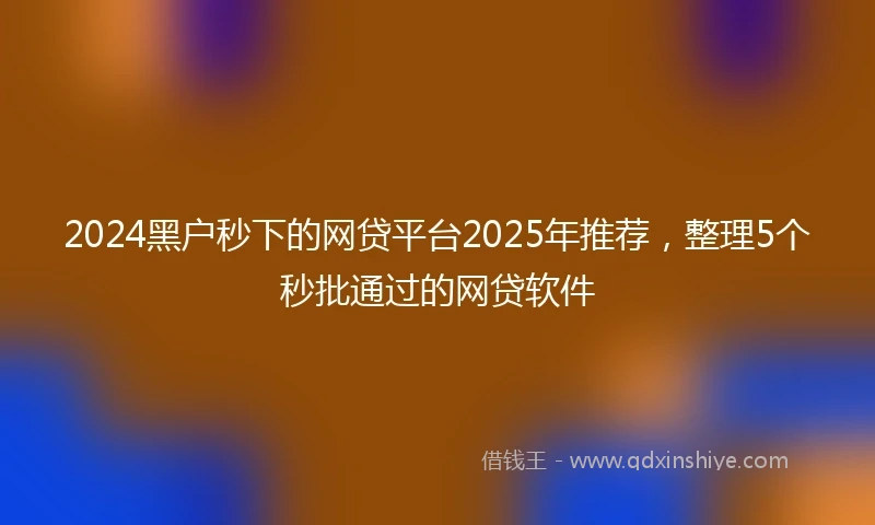 2024黑户秒下的网贷平台2025年推荐，整理5个秒批通过的网贷软件