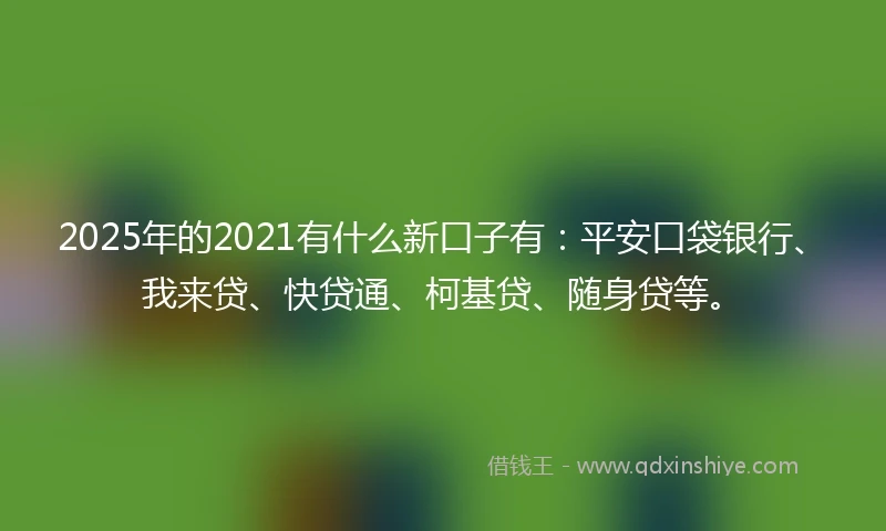 2025年的2021有什么新口子有：平安口袋银行、我来贷、快贷通、柯基贷、随身贷等。