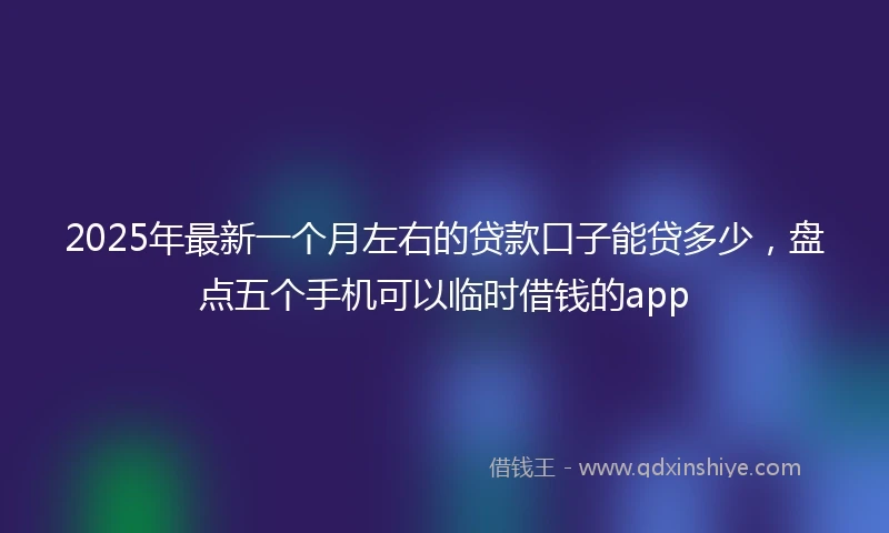 2025年最新一个月左右的贷款口子能贷多少，盘点五个手机可以临时借钱的app