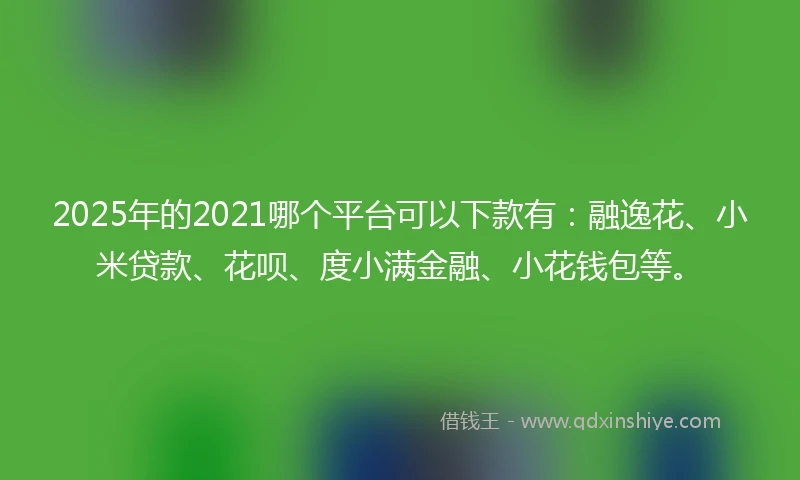 2025年的2021哪个平台可以下款有：融逸花、小米贷款、花呗、度小满金融、小花钱包等。