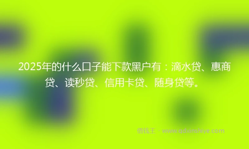 2025年的什么口子能下款黑户有：滴水贷、惠商贷、读秒贷、信用卡贷、随身贷等。
