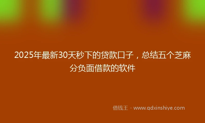 2025年最新30天秒下的贷款口子，总结五个芝麻分负面借款的软件