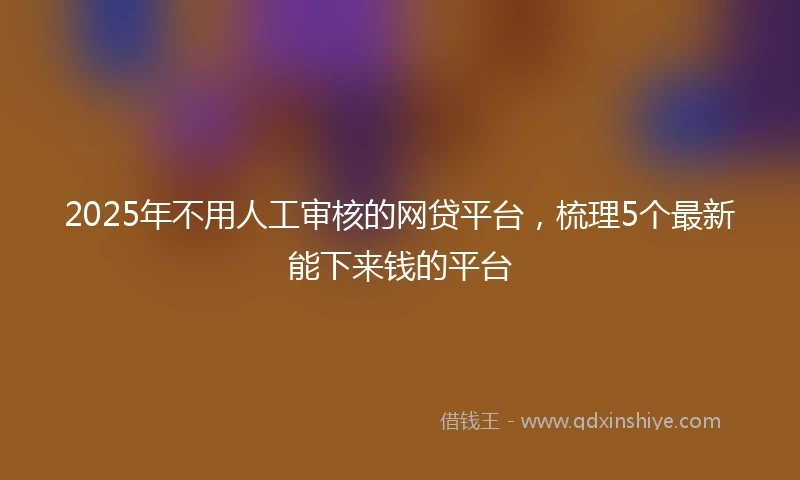 2025年不用人工审核的网贷平台，梳理5个最新能下来钱的平台