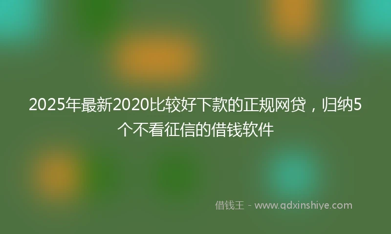 2025年最新2020比较好下款的正规网贷，归纳5个不看征信的借钱软件