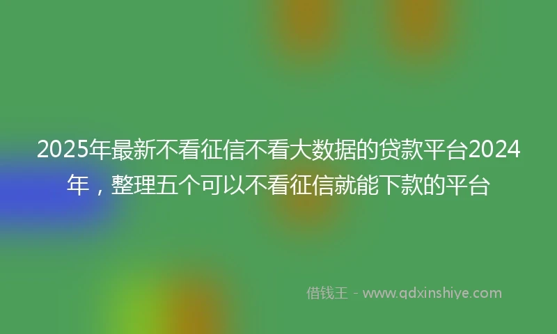 2025年最新不看征信不看大数据的贷款平台2024年，整理五个可以不看征信就能下款的平台