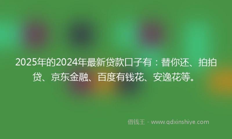 2025年的2024年最新贷款口子有：替你还、拍拍贷、京东金融、百度有钱花、安逸花等。