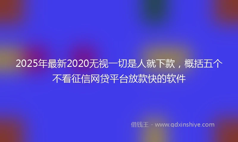 2025年最新2020无视一切是人就下款，概括五个不看征信网贷平台放款快的软件