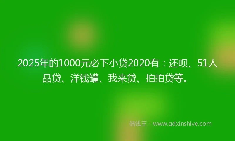 2025年的1000元必下小贷2020有：还呗、51人品贷、洋钱罐、我来贷、拍拍贷等。