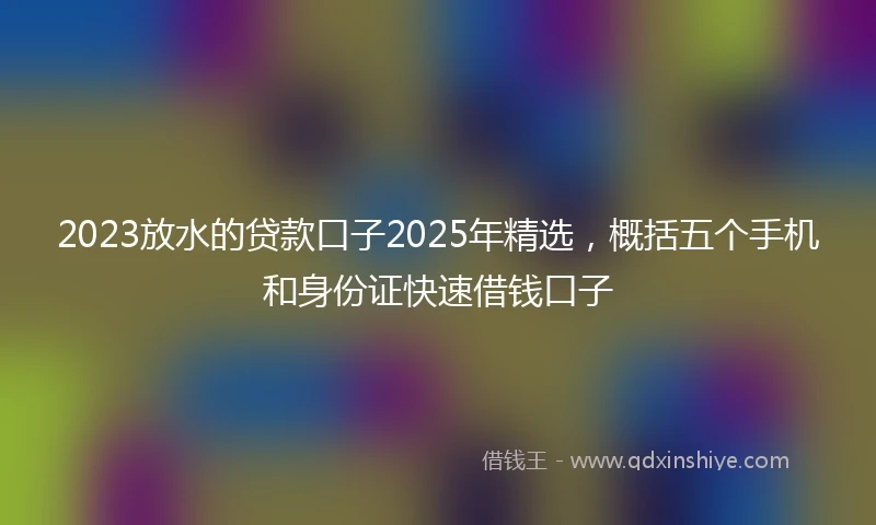 2023放水的贷款口子2025年精选，概括五个手机和身份证快速借钱口子