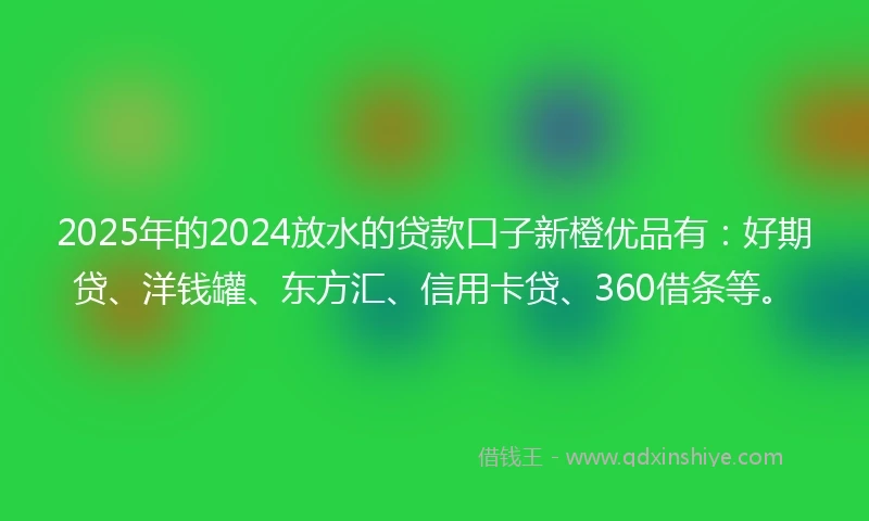 2025年的2024放水的贷款口子新橙优品有：好期贷、洋钱罐、东方汇、信用卡贷、360借条等。