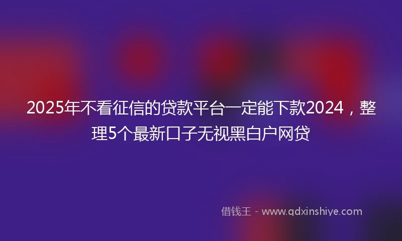 2025年不看征信的贷款平台一定能下款2024，整理5个最新口子无视黑白户网贷