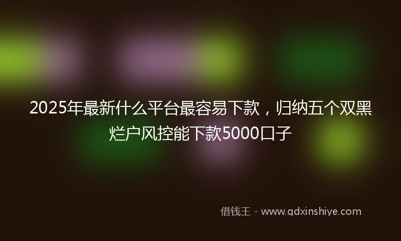 2025年最新什么平台最容易下款，归纳五个双黑烂户风控能下款5000口子