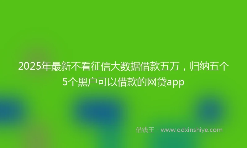 2025年最新不看征信大数据借款五万，归纳五个5个黑户可以借款的网贷app