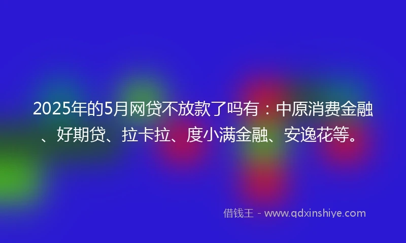2025年的5月网贷不放款了吗有：中原消费金融、好期贷、拉卡拉、度小满金融、安逸花等。
