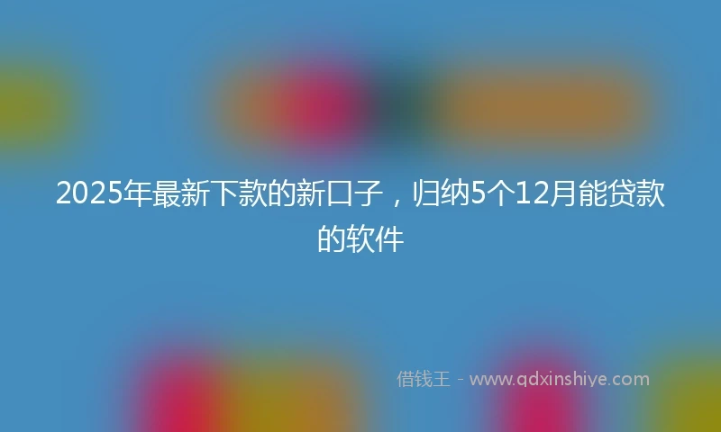 2025年最新下款的新口子，归纳5个12月能贷款的软件