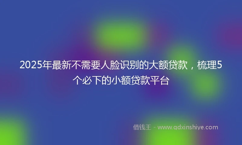 2025年最新不需要人脸识别的大额贷款，梳理5个必下的小额贷款平台