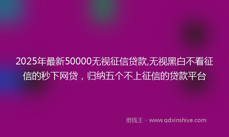 2025年最新50000无视征信贷款,无视黑白不看征信的秒下网贷，归纳五个不上征信的贷款平台