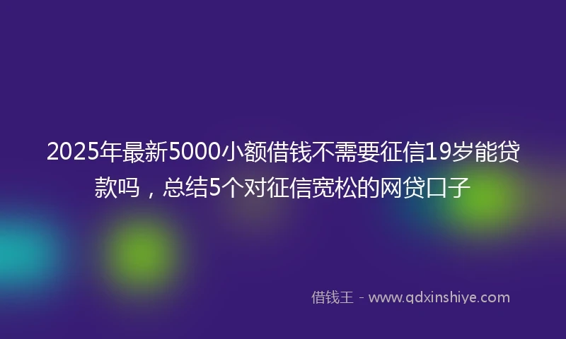 2025年最新5000小额借钱不需要征信19岁能贷款吗，总结5个对征信宽松的网贷口子