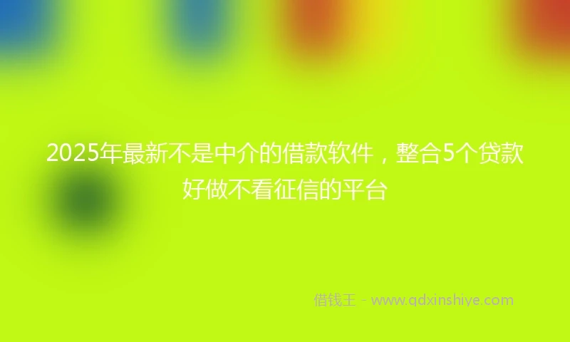 2025年最新不是中介的借款软件，整合5个贷款好做不看征信的平台