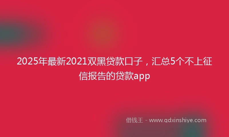 2025年最新2021双黑贷款口子，汇总5个不上征信报告的贷款app