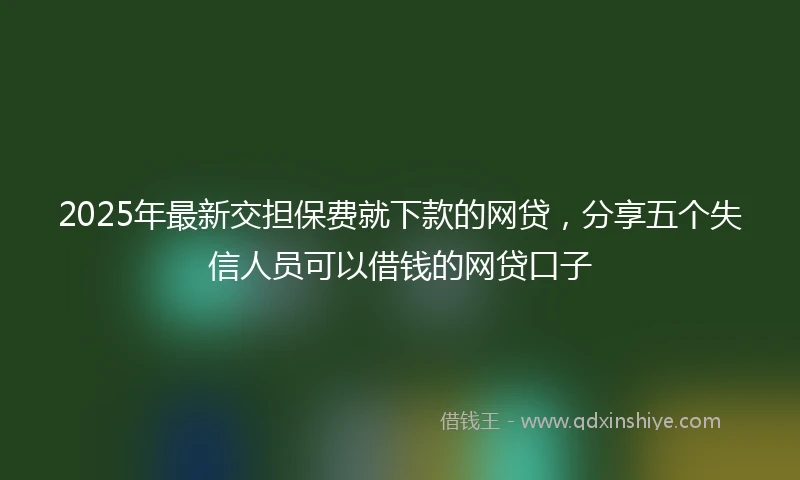 2025年最新交担保费就下款的网贷，分享五个失信人员可以借钱的网贷口子