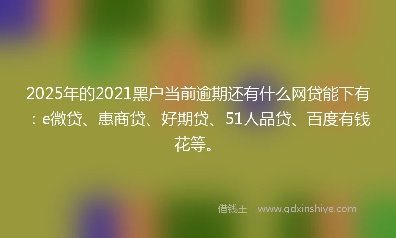 2025年的2021黑户当前逾期还有什么网贷能下有：e微贷、惠商贷、好期贷、51人品贷、百度有钱花等。