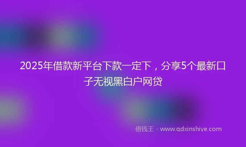 2025年借款新平台下款一定下，分享5个最新口子无视黑白户网贷