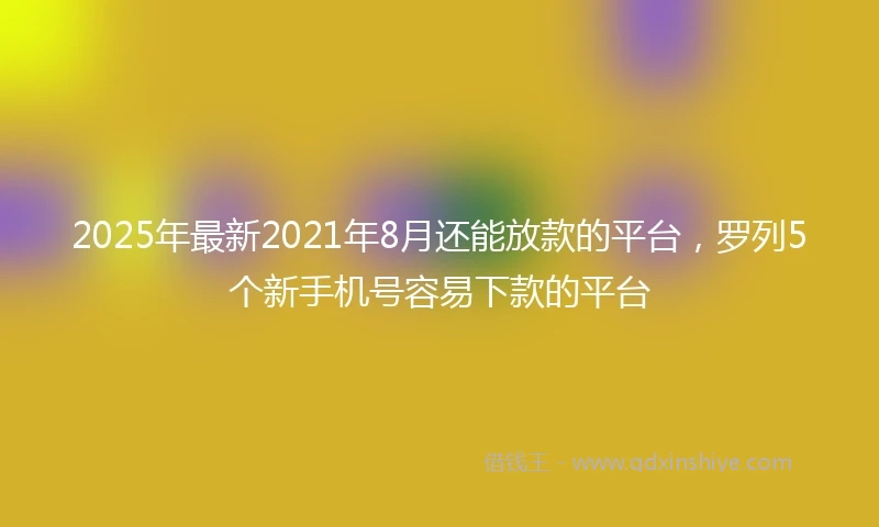 2025年最新2021年8月还能放款的平台，罗列5个新手机号容易下款的平台