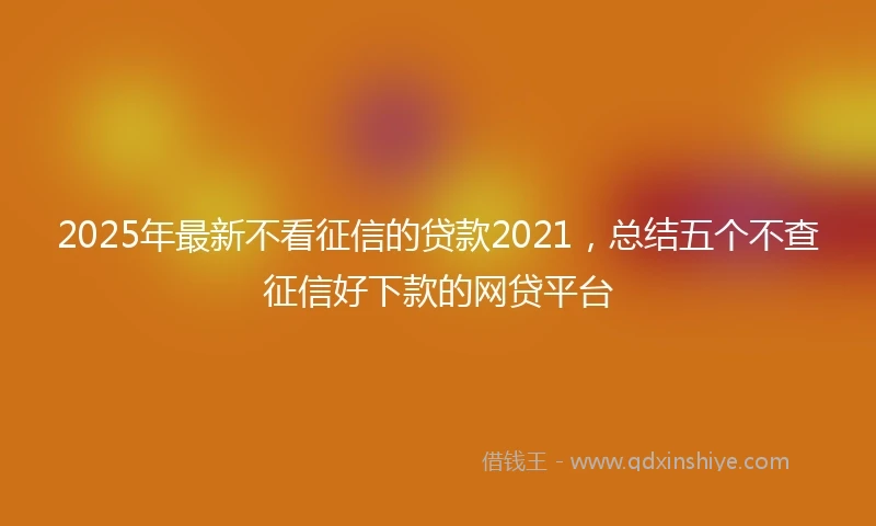 2025年最新不看征信的贷款2021，总结五个不查征信好下款的网贷平台