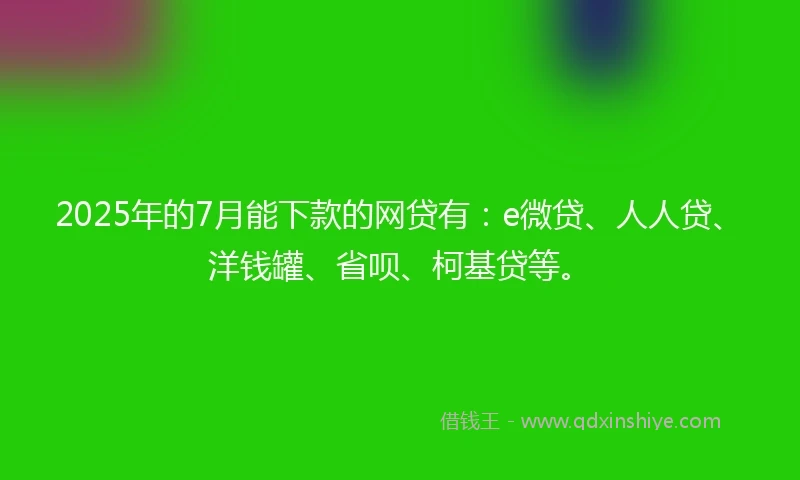 2025年的7月能下款的网贷有：e微贷、人人贷、洋钱罐、省呗、柯基贷等。
